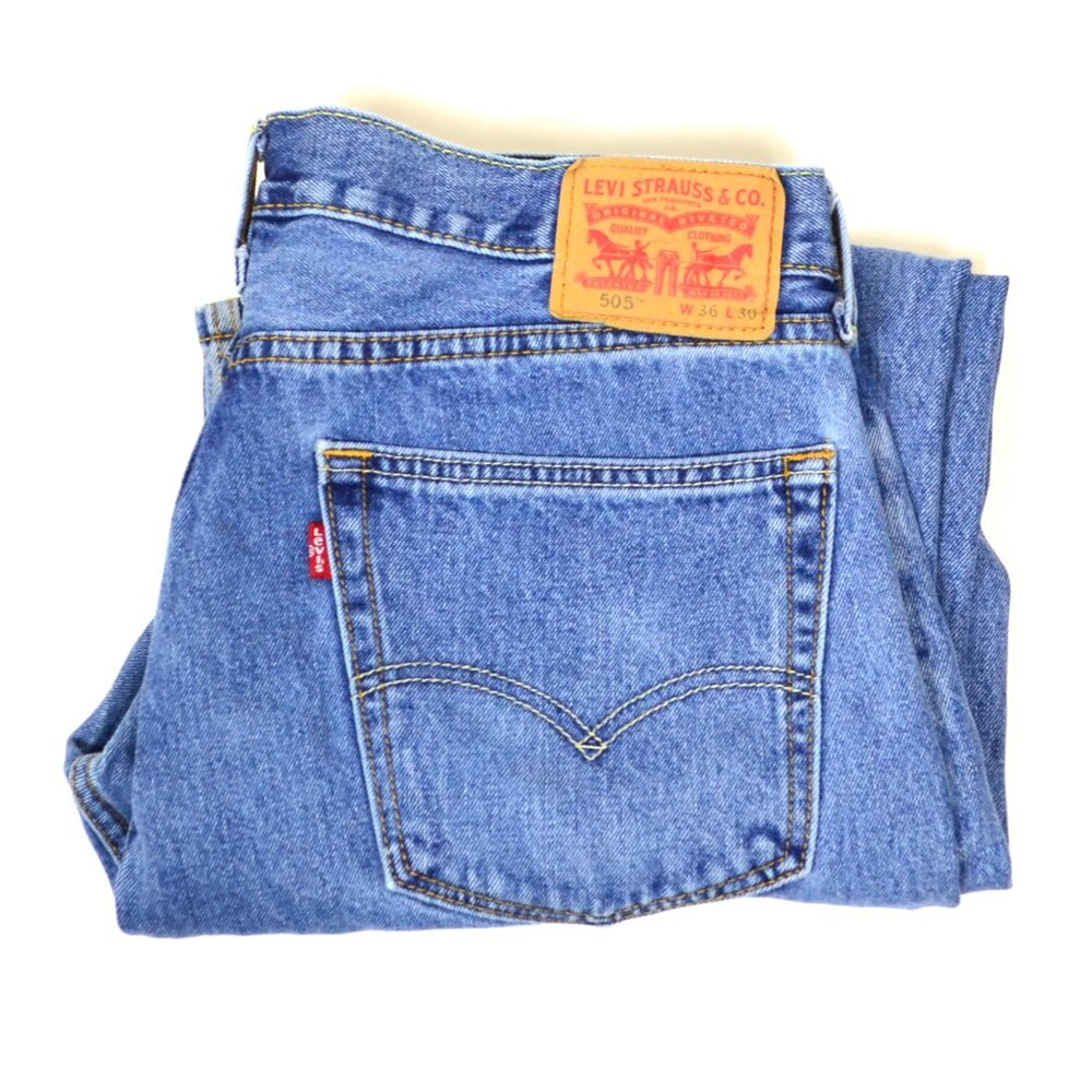 Levi's 505 Men's Size W36 L30 Blue Medium Wash Relaxed Fit Denim Jeans